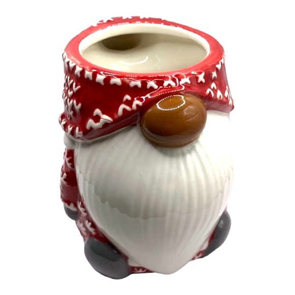 RARE Pottery Barn Christmas Festive Red Sweater GNOME Shaped Mug  13oz - Picture 4 of 6